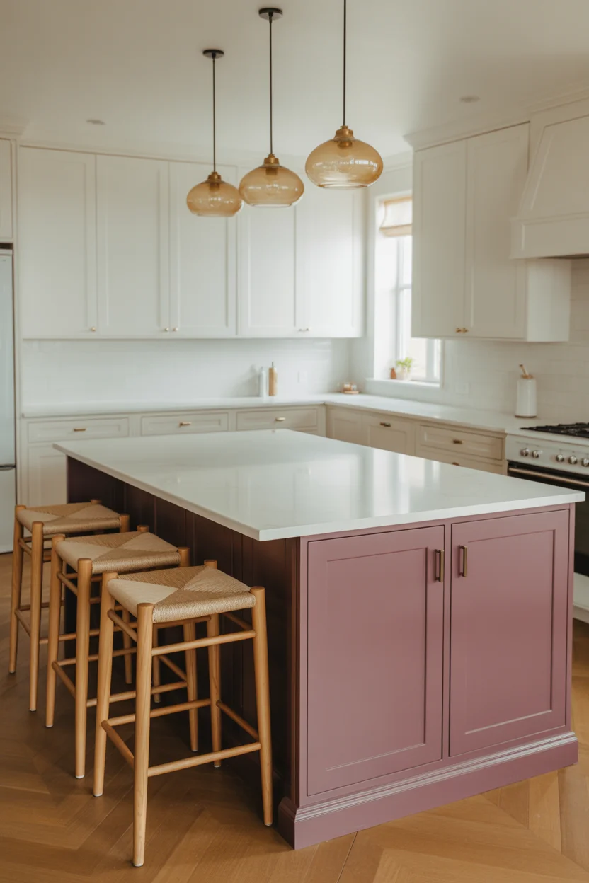 Aubergine Kitchen Island as a Statement Piece