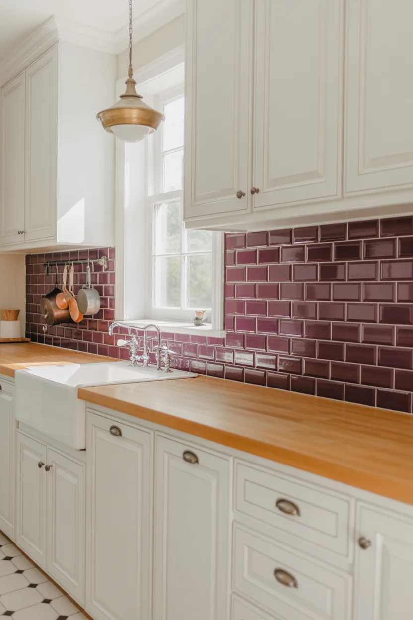 Aubergine Subway Tile Backsplash