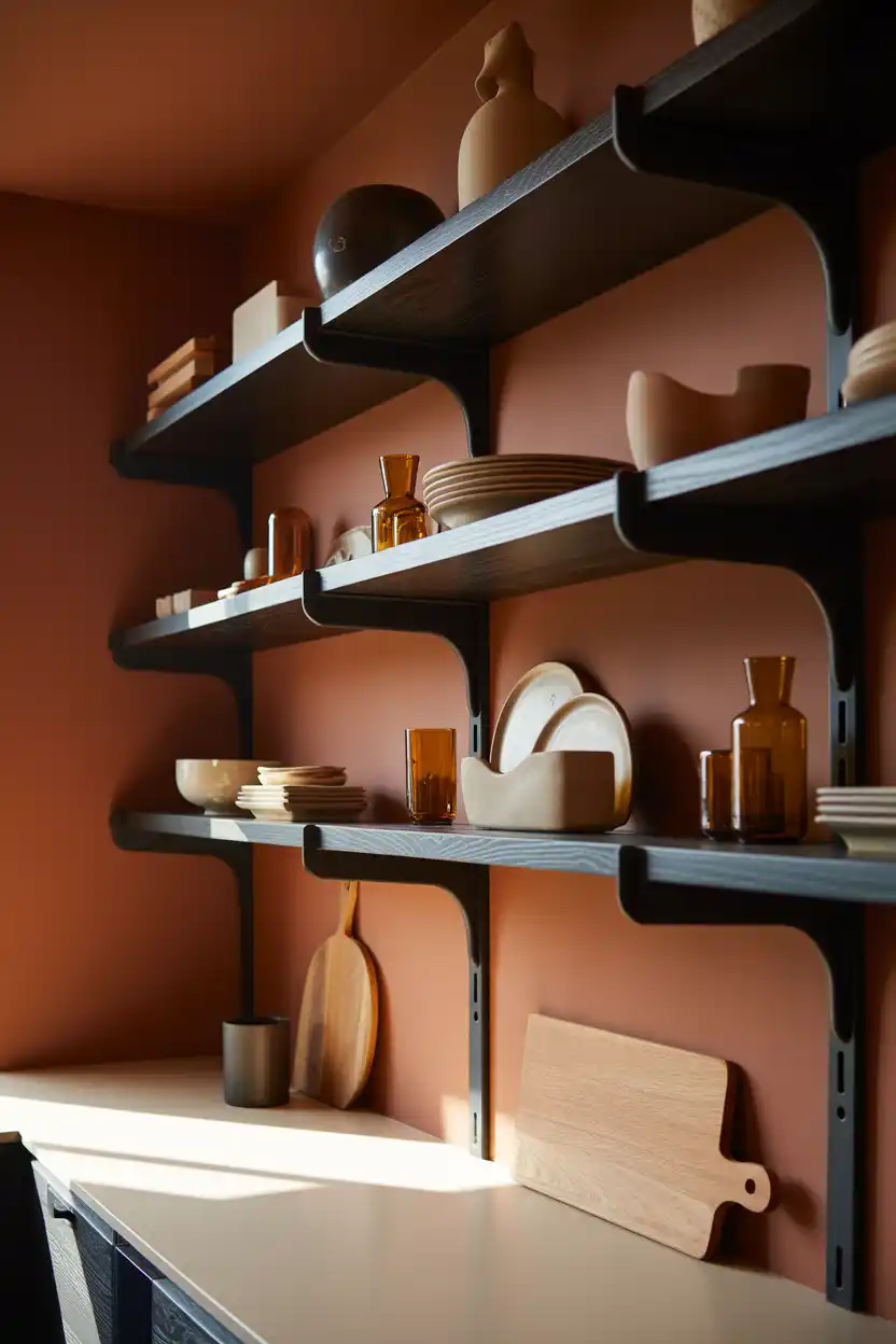 Black Matte Open Shelving
