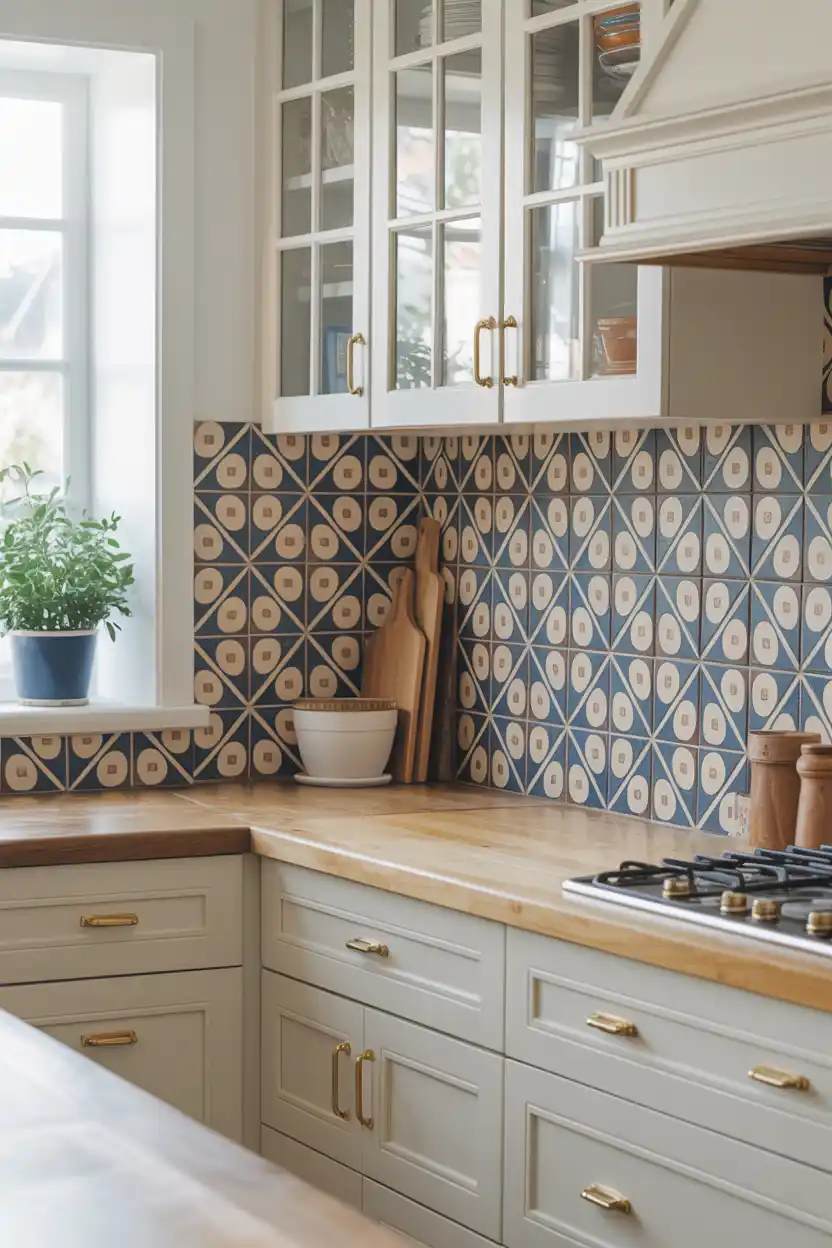 Bold Geometric Encaustic Cement Tile