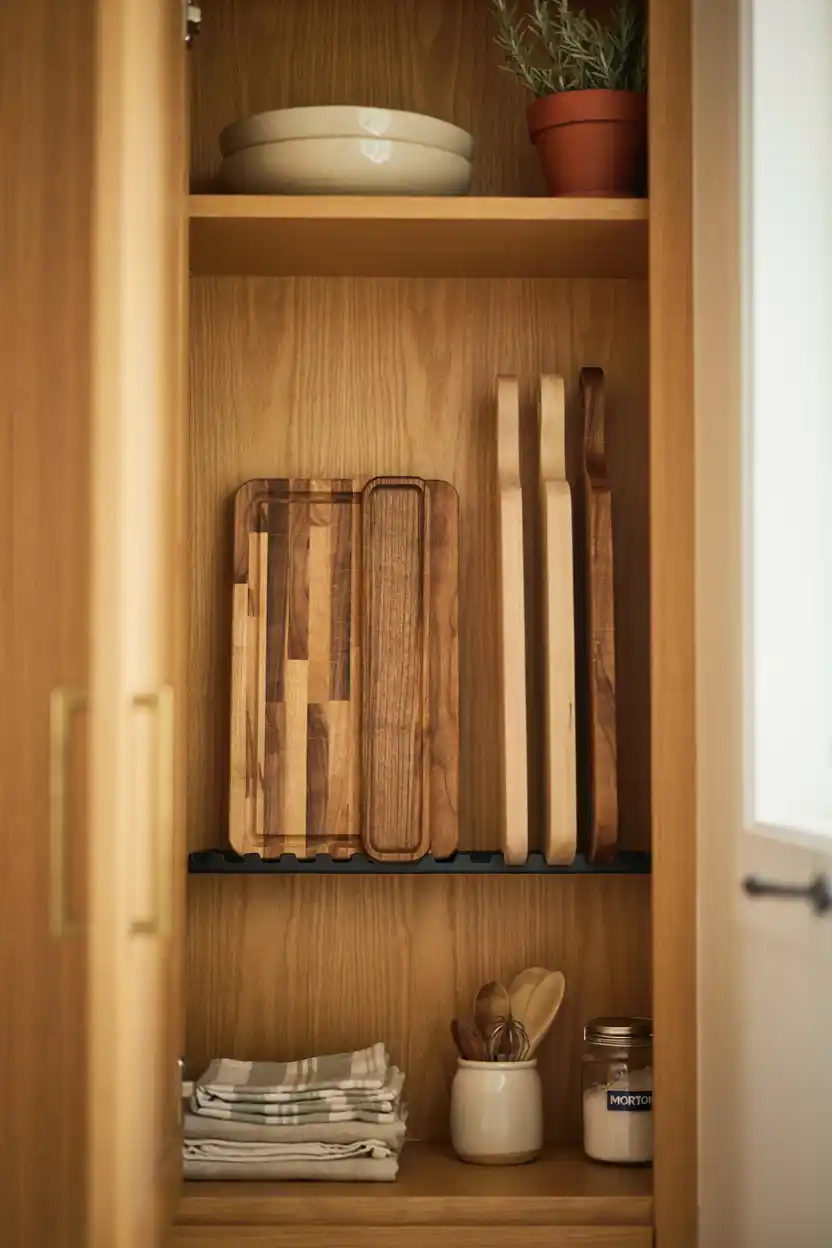 Cabinet Door-Mounted Cutting Board Storage