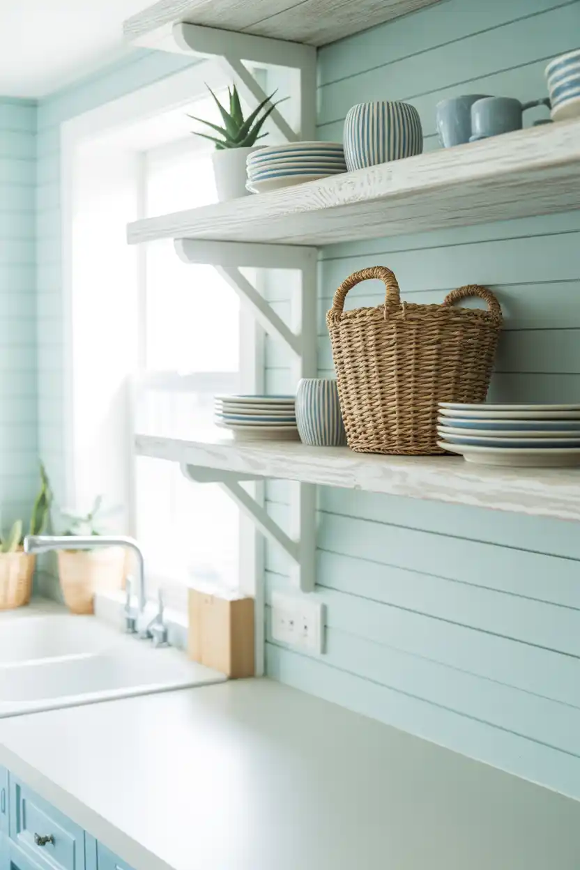 Coastal White Open Shelving