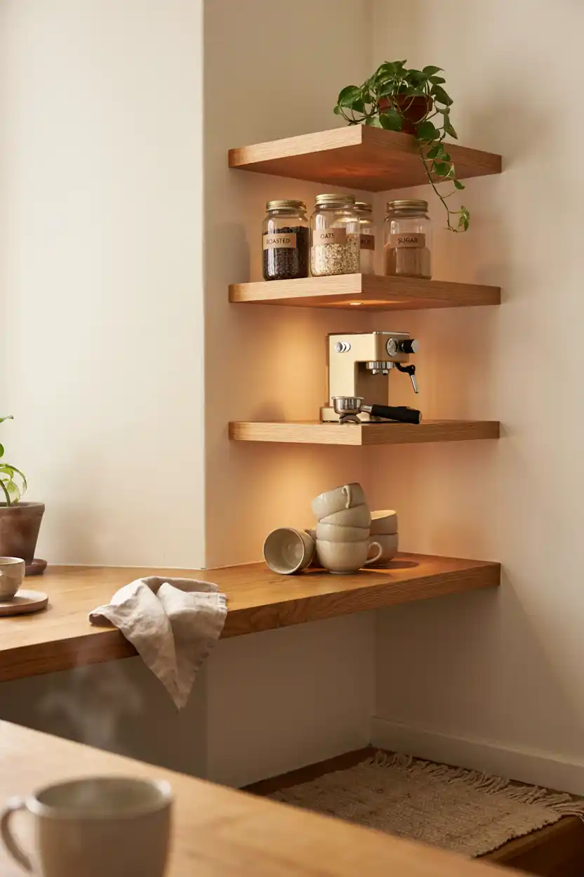 Corner Open Shelving Nook