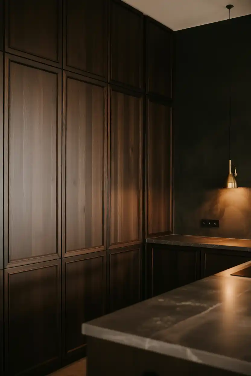 Dark Wood Closed Cabinet Wall