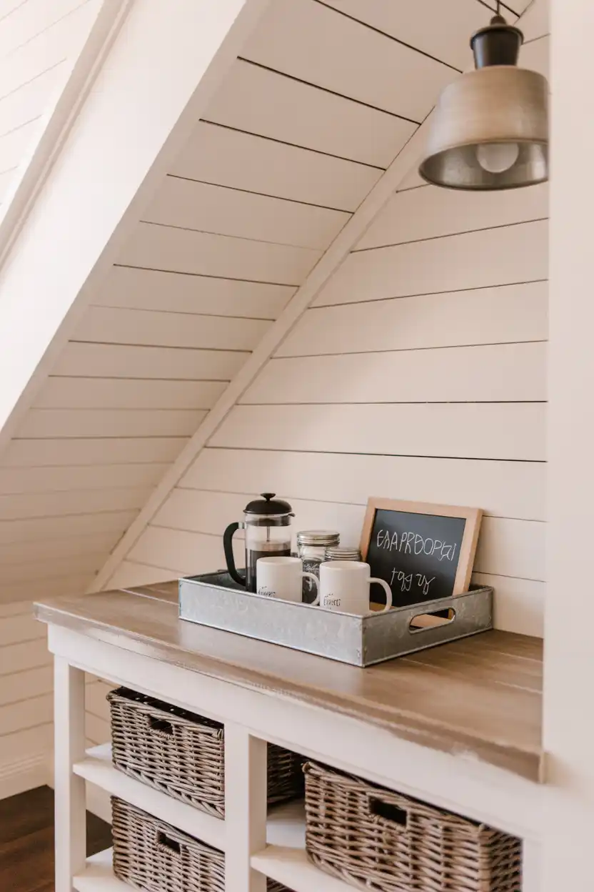 Farmhouse Style Under-Stairs Coffee Station