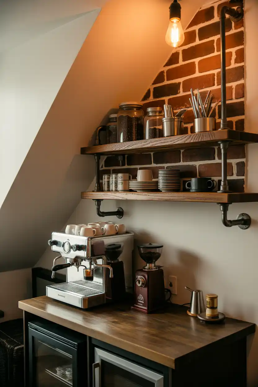 Industrial Pipe Shelving Under-Stairs Bar