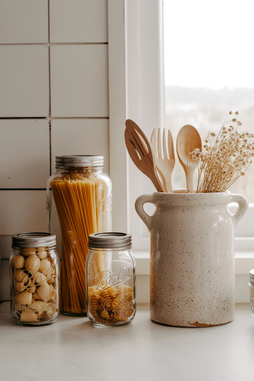 Mason Jar and Crockery Accents