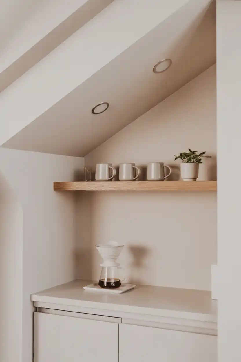 Minimalist White Under-Stairs Nook