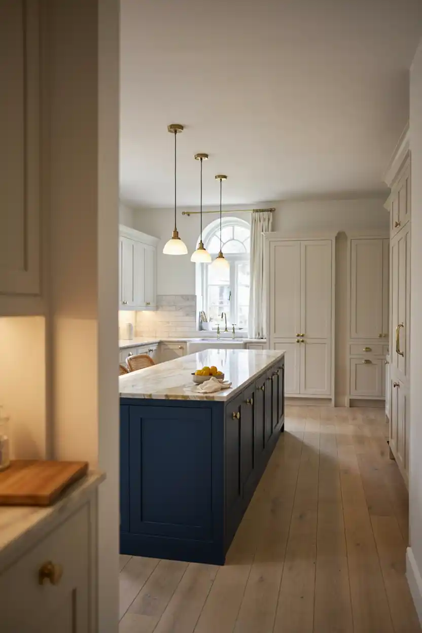 Navy Blue Closed Cabinet Island
