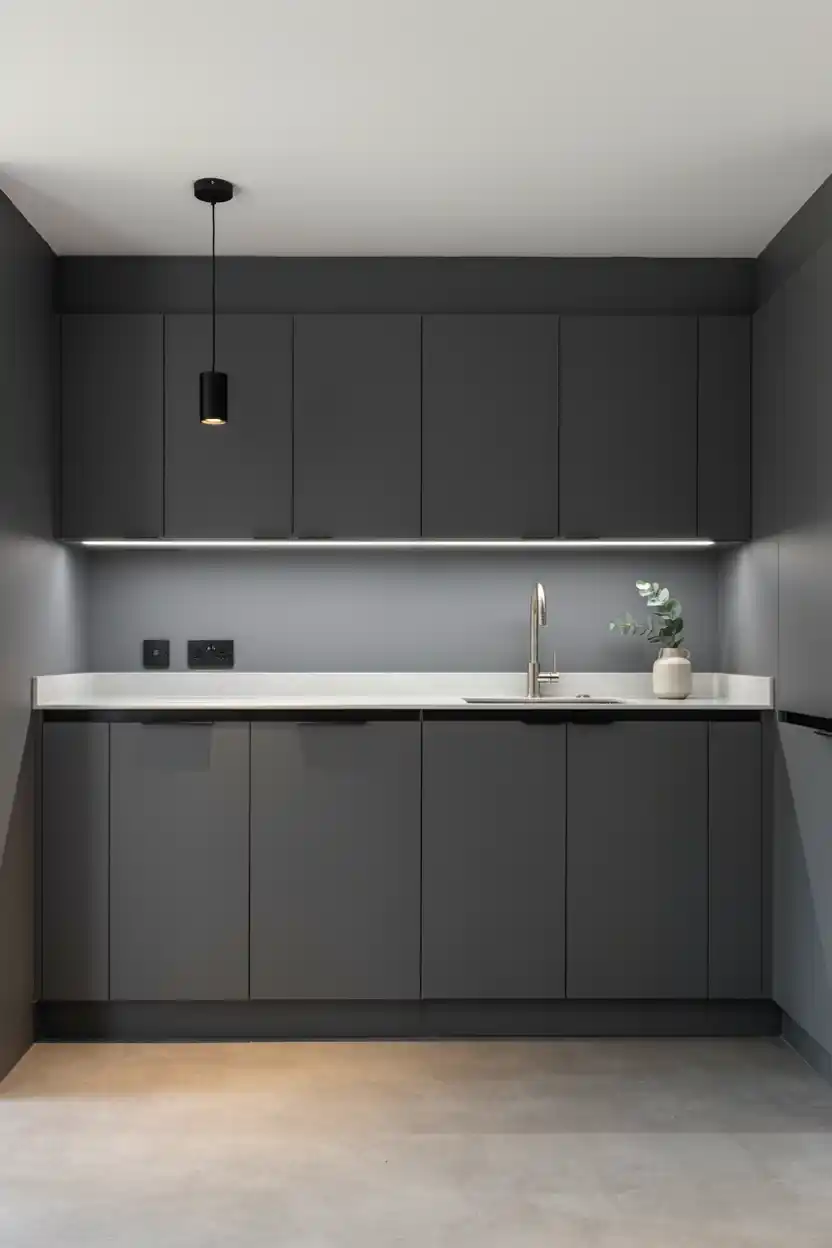 Sleek Handleless Closed Cabinets