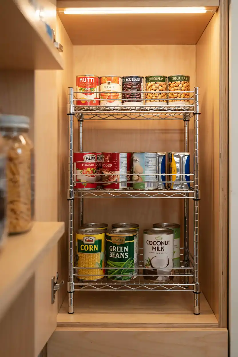 Tiered Cabinet Risers for Canned Goods