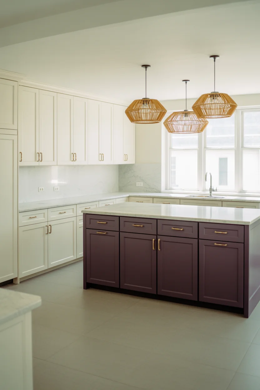 Two-Tone Aubergine and White Kitchen