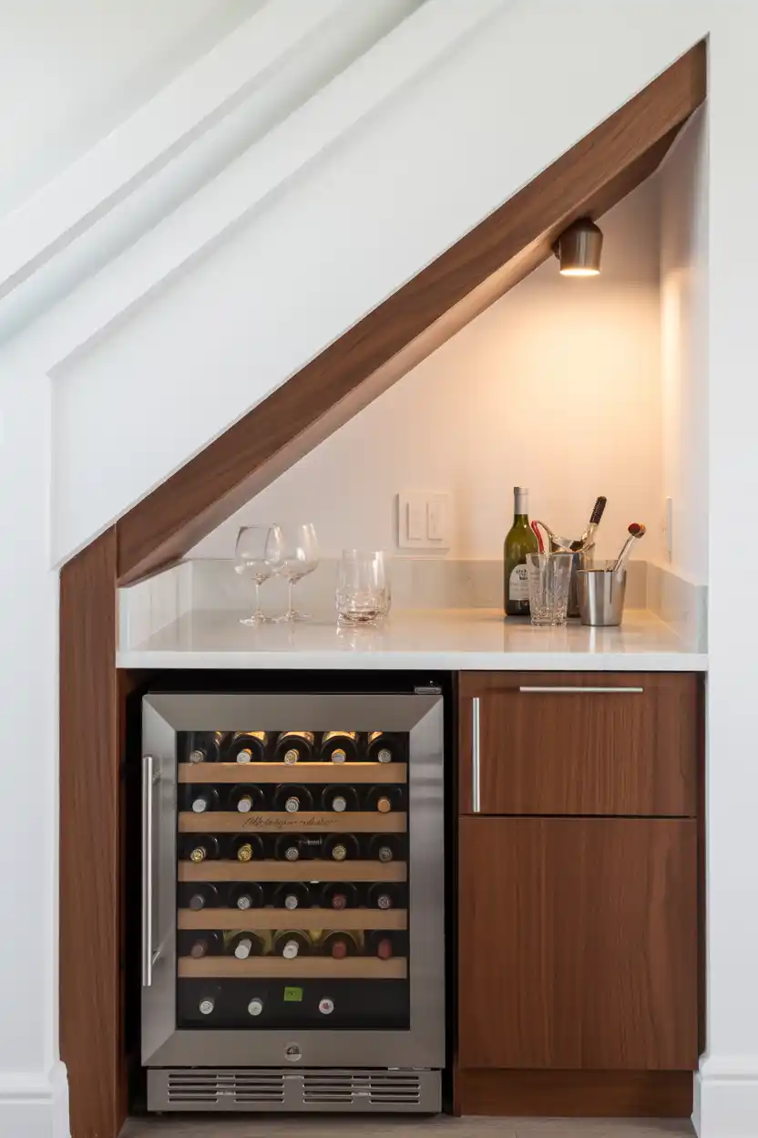 Under-Stairs Bar with Wine Fridge