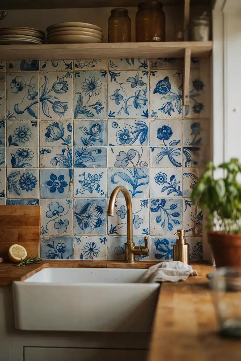 Vintage-Inspired Hand-Painted Tile
